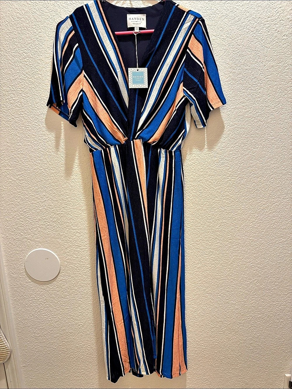 Hayden Los Angeles Striped Maxi Dress in Blue & Black Size Small NWT